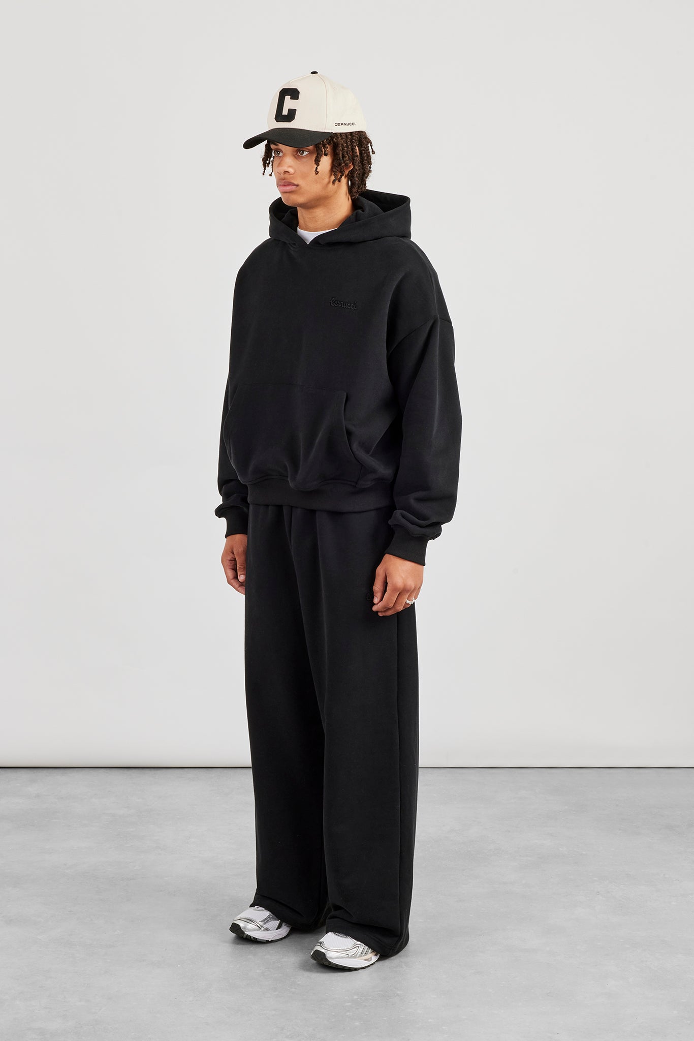 Boxy Hoodie & Baggy Fit Jogger - Black
